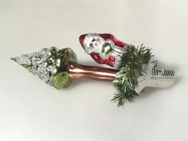 Weihnachtsmann Tannenbaum mit Zwicker Lauscha Christbaumschmuck