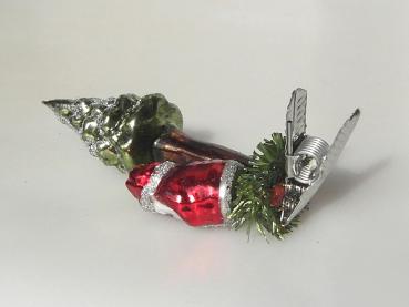 Weihnachtsmann Tannenbaum mit Zwicker Lauscha Christbaumschmuck