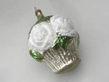 Rosenkorb mit Glimmer Nostalgie Christbaumschmuck aus Lauscha