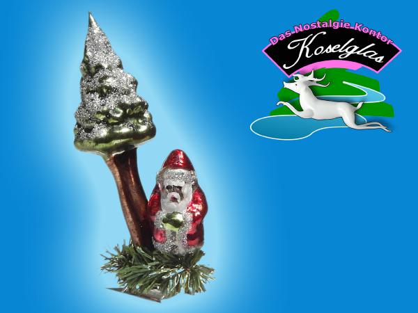 Weihnachtsmann Tannenbaum mit Zwicker Lauscha Christbaumschmuck