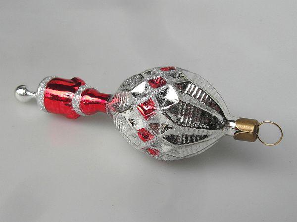 Silber Ballon mit Weihnachtsmann Nostalgie Christbaumschmuck Lauscha